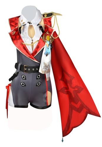 Spiel Honkai Star Rail Topas Cosplay Kostüm Full Set Outfit Uniform Halloween Kleidung (Rot, Medium) von MengXin