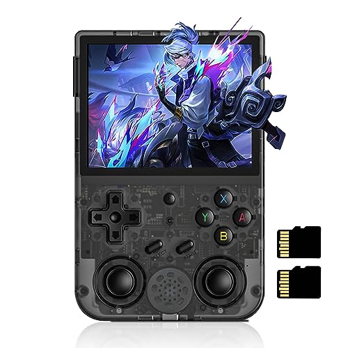 Anbernic RG353V Handheld Spielekonsole kompatibel mit Dual OS Android 11 and Linux System, Support 2.4G/5G WiFi 4.2 Bluetooth 64G SD Card, 3200mAH Hochkapazitätsbatterie,Transparent Schwarz von Mengtech