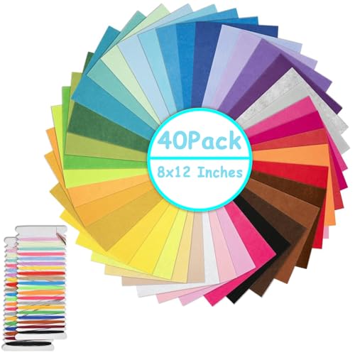 40Farben Filzstoff, Bastelfilz Set mit Sortierte Farben 20 * 30cm Felt Fabric Filzplatten zum DIY Handwerk Nähen Manual Decoration Vliesstoff Stoff Farbig Filzbögen Patchwork 40Farben Filzstoff, Bastelfilz Set mit Sortierte Farben 20 * 30cm Felt Fabric Filzplatten zum DIY Handwerk Nähen Manual Decoration Vliesstoff Stoff Farbig Filzbögen Patchwork von Menmamenma