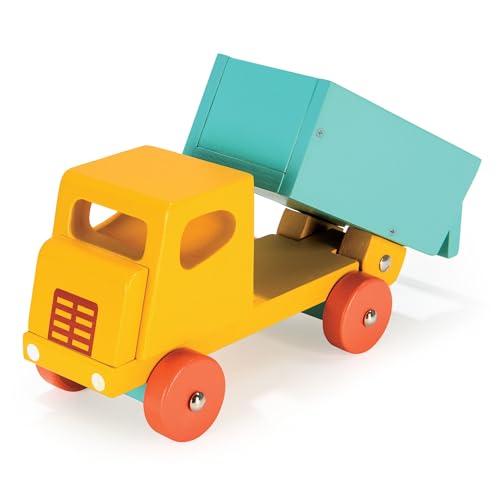 Mentari Toys – Gelber Lastwagen – Klassischer Spielzeugwagen aus Holz mit kippbarem Rücken, orangefarbenen Rädern und leicht zu greifendem Design – fördert fantasievolles Spielen, Motorik und Mentari Toys – Gelber Lastwagen – Klassischer Spielzeugwagen aus Holz mit kippbarem Rücken, orangefarbenen Rädern und leicht zu greifendem Design – fördert fantasievolles Spielen, Motorik und von Mentari