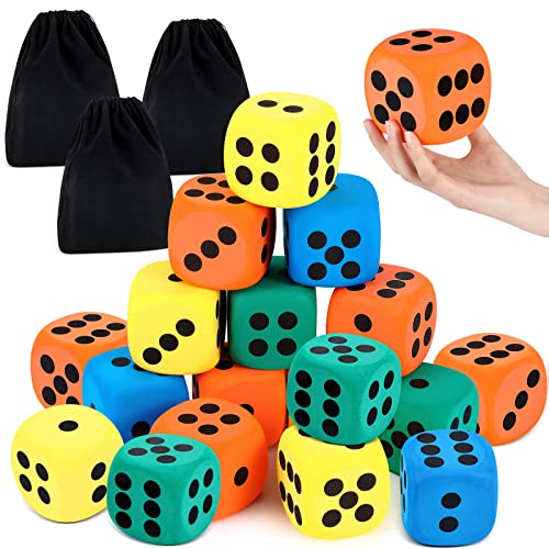 Meooeck 18 Stück 8,9 cm große EVA-Schaum-Würfel, verschiedene Farben, weiche Punkte, Schaumstoff-Würfel mit Zahlenpunkten und Aufbewahrungstasche, zum Bauen von pädagogischem Spielzeug, Schule Meooeck 18 Stück 8,9 cm große EVA-Schaum-Würfel, verschiedene Farben, weiche Punkte, Schaumstoff-Würfel mit Zahlenpunkten und Aufbewahrungstasche, zum Bauen von pädagogischem Spielzeug, Schule von Meooeck