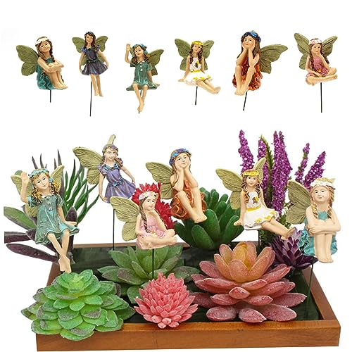Blumenfee Figuren mit Pfahl 6pcs/Set Miniatursimulation Süßes Cartoon Dekorative Harzstatuen Ornament für Blumen Pot Garten Bonsai Blumenfee Figuren mit Pfahl 6pcs/Set Miniatursimulation Süßes Cartoon Dekorative Harzstatuen Ornament für Blumen Pot Garten Bonsai von Meooyo