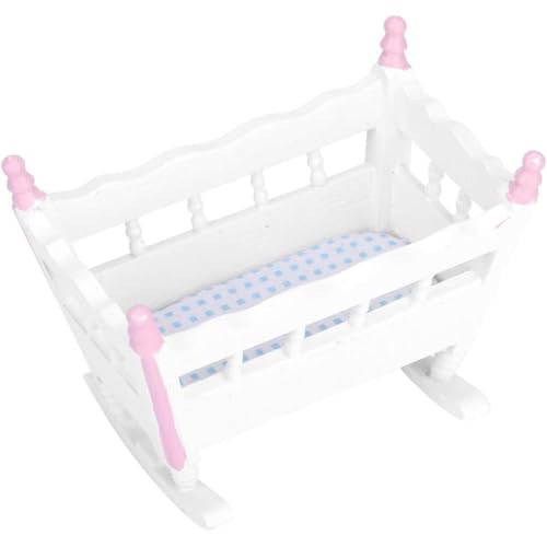Dollhouse Mini -Babybett, Simulation Miniaturmöbel Baby Bett Spielhaus Spielzeugverzierung für 1/12 Puppenhauszubehör von Meooyo