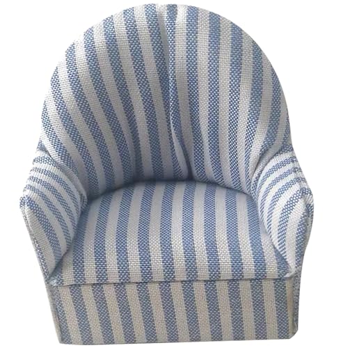 Dollhouse Sofa Blau gestreift 1:12 Simulation Miniaturpuppenhaus Couch DIY Single Doll Couch Möbel Dollhouse Sofa Blau gestreift 1:12 Simulation Miniaturpuppenhaus Couch DIY Single Doll Couch Möbel von Meooyo