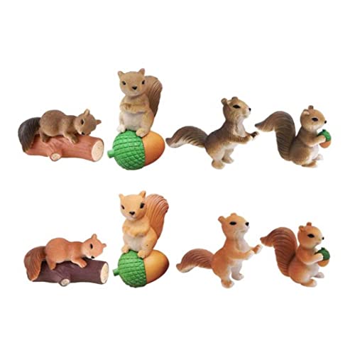Mini -Eichhörnchen -Figuren süße Tier Miniatur Spielzeug Kuchen -Topper -Figur Feengarten Ornamente 8pcs von Meooyo