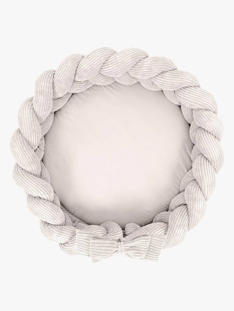 MeowBaby Aesthetic Babynest mit geflochtenem Schutz &  Spielteppich, Ecru von MeowBaby