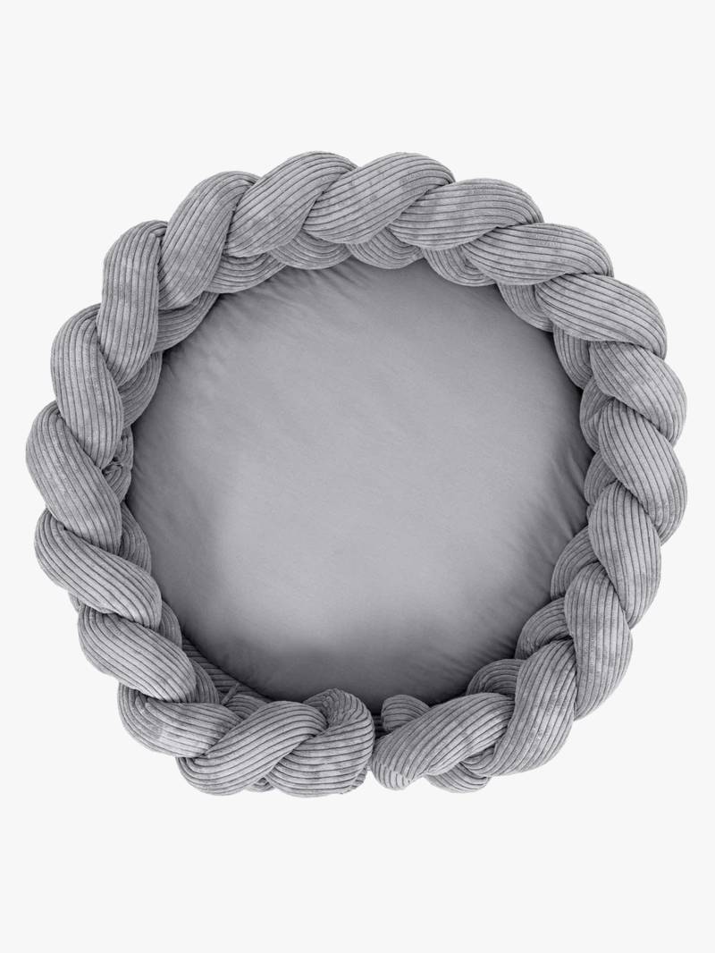 MeowBaby Aesthetic Babynest mit geflochtenem Schutz &  Spielteppich, Grey von MeowBaby