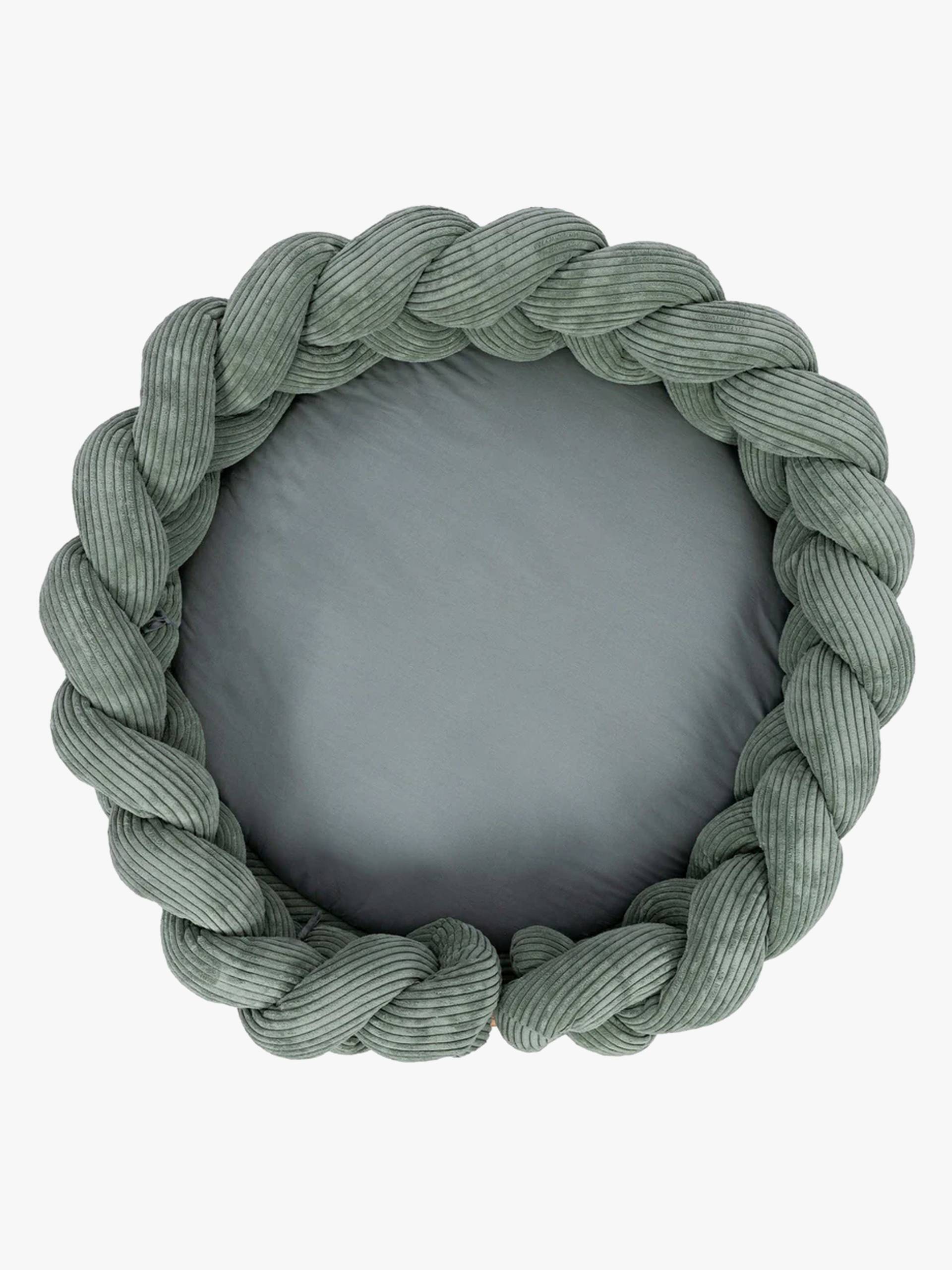 MeowBaby Aesthetic Babynest mit geflochtenem Schutz &  Spielteppich, Olive Green von MeowBaby