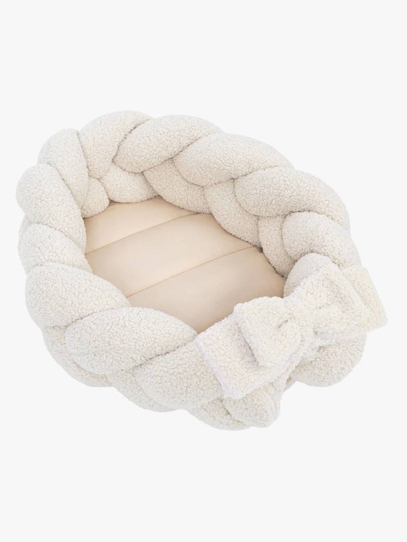 MeowBaby Bearly Babynest mit geflochtenem Schutz, Cream von MeowBaby