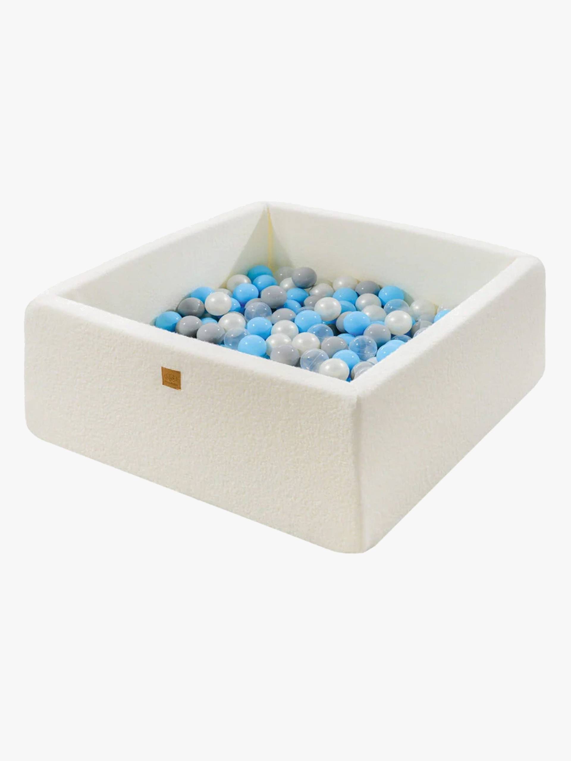 MeowBaby Boucle Square Bällebad, Baby Blue/Grey/White Pearl/Transparent von MeowBaby