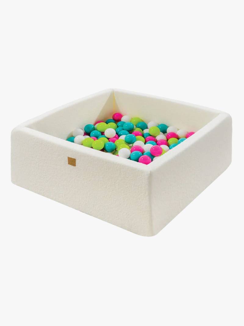 MeowBaby Boucle Square Bällebad, White/Lime Green/Dark Pink/Turquoise von MeowBaby