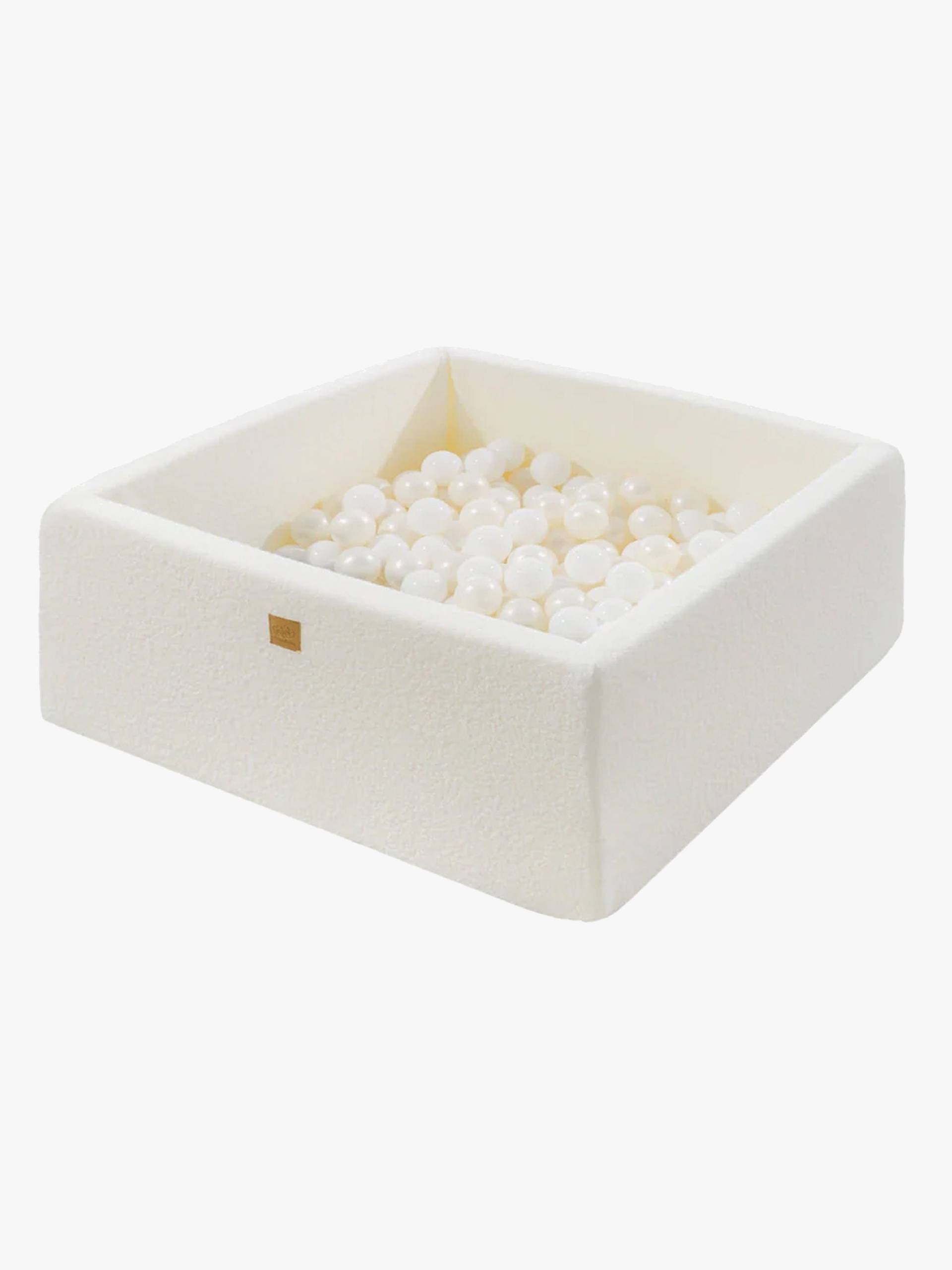 MeowBaby Boucle Square Bällebad, White/White Pearl von MeowBaby