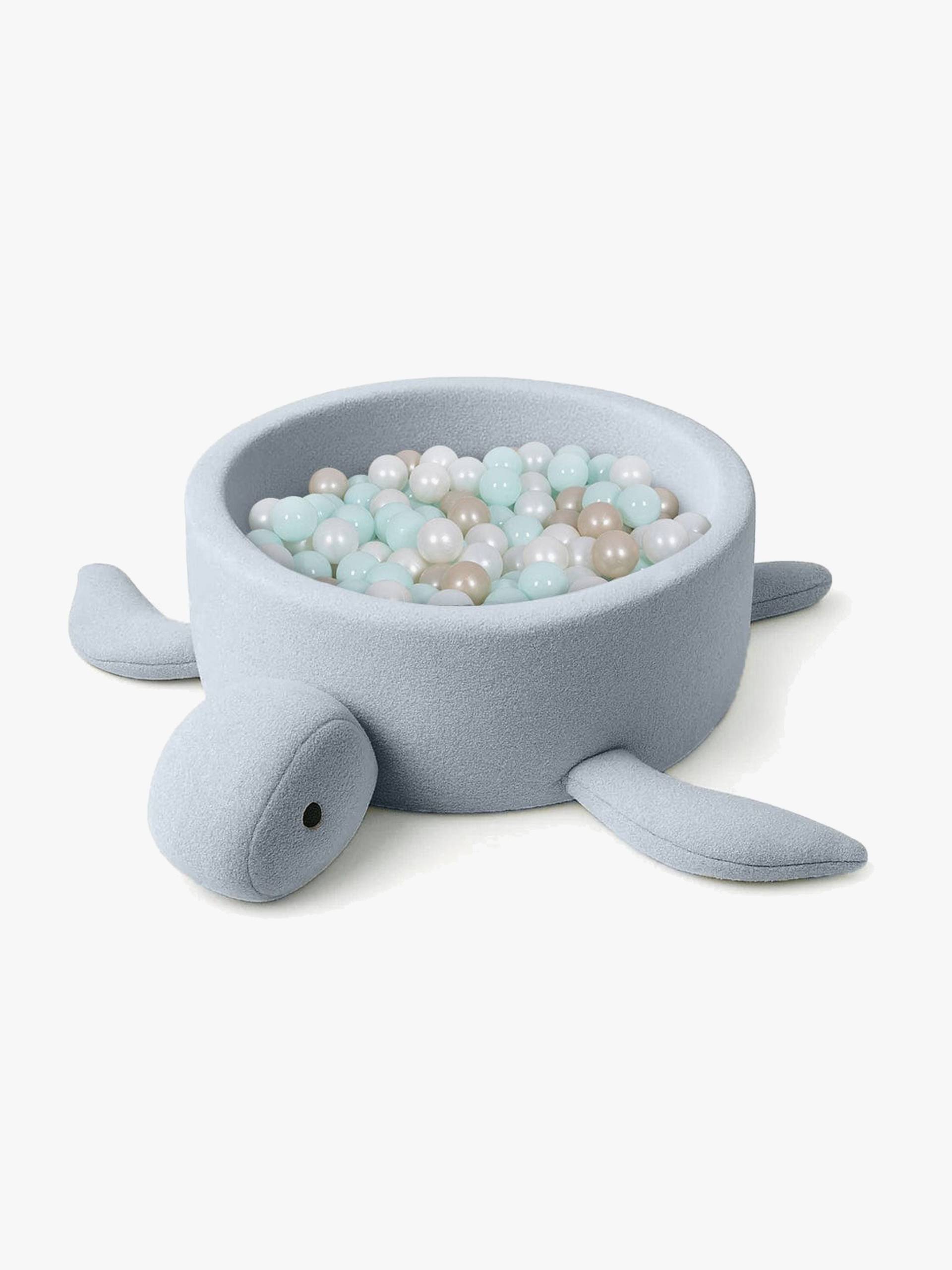 MeowBaby Boucle Turtle Bällebad, Dusty Ice Blue von MeowBaby