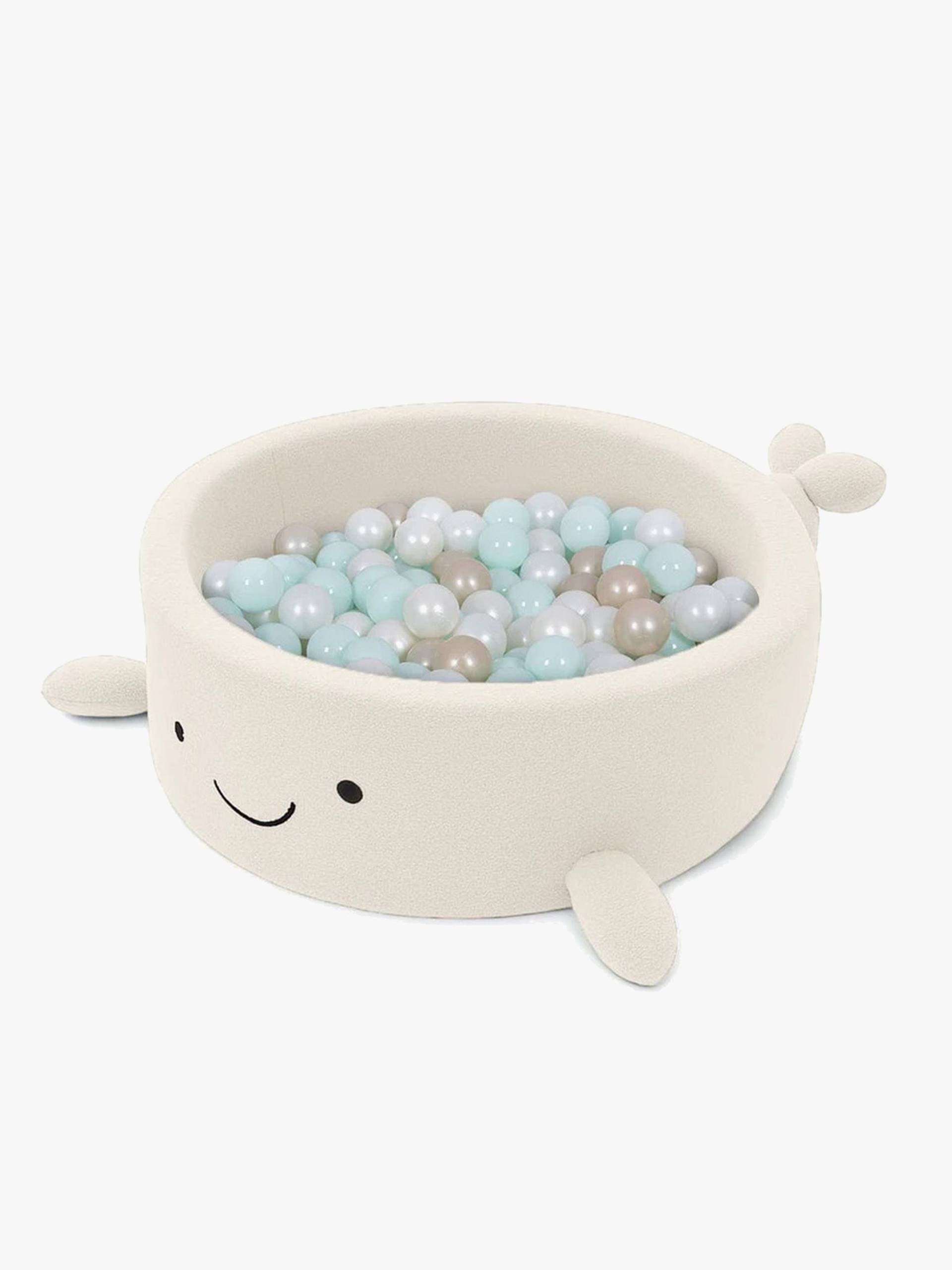 MeowBaby Boucle Whale Bällebad, Cheesecake Cream Beige von MeowBaby