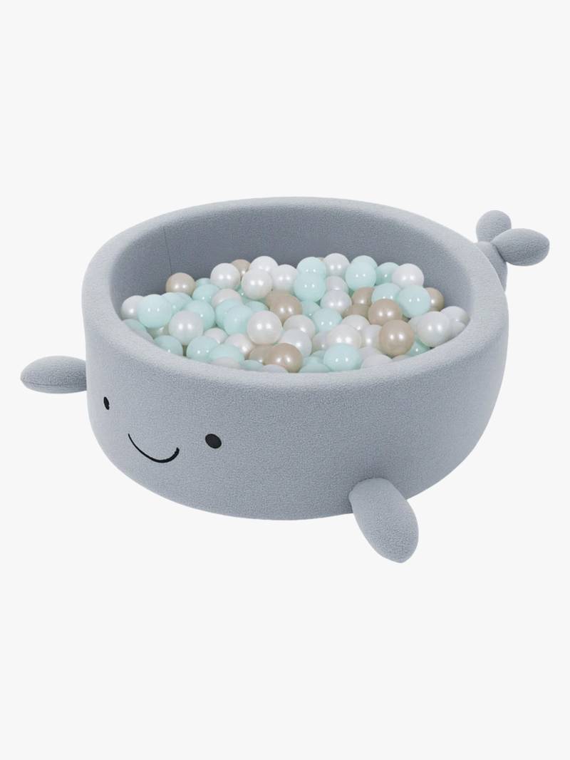 MeowBaby Boucle Whale Bällebad, Dusty Ice Blue von MeowBaby