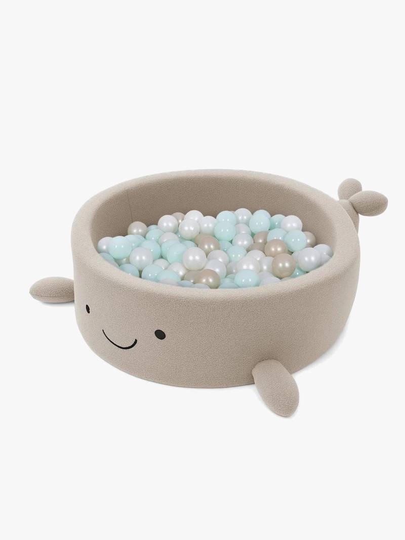 MeowBaby Boucle Whale Bällebad, Oat Biscuit Beige von MeowBaby