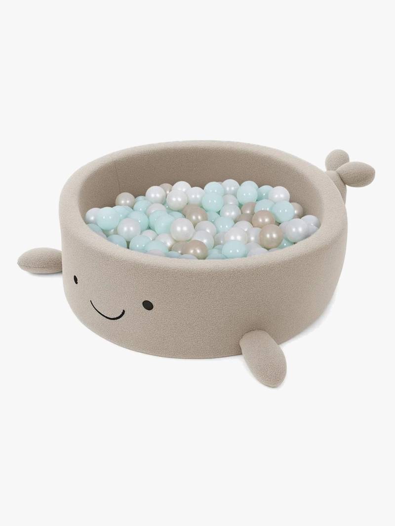 MeowBaby Boucle Whale Bällebad, Oat Biscuit Beige von MeowBaby