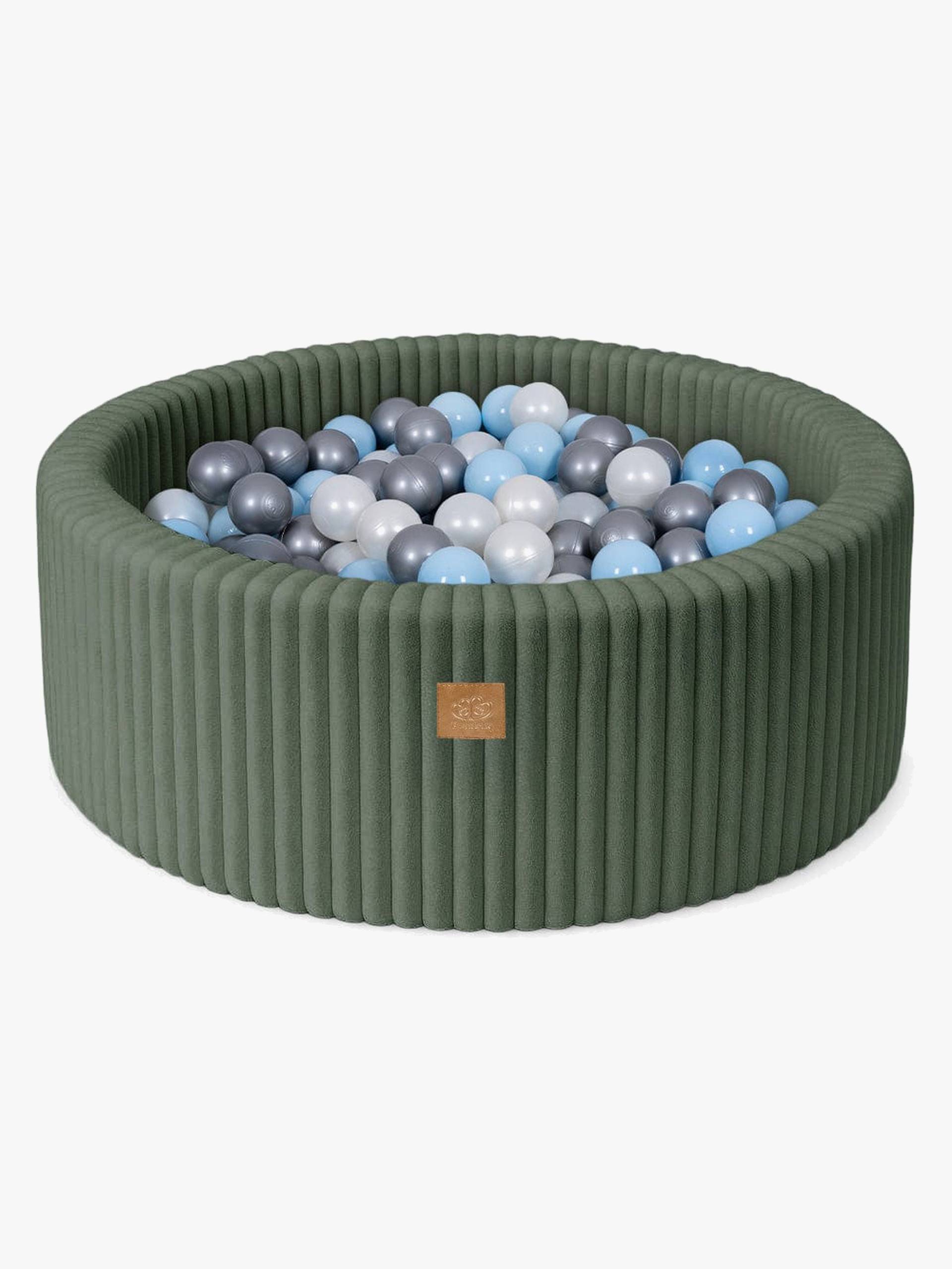 MeowBaby Churros Bällebad Olive Green, Blue/Silver von MeowBaby