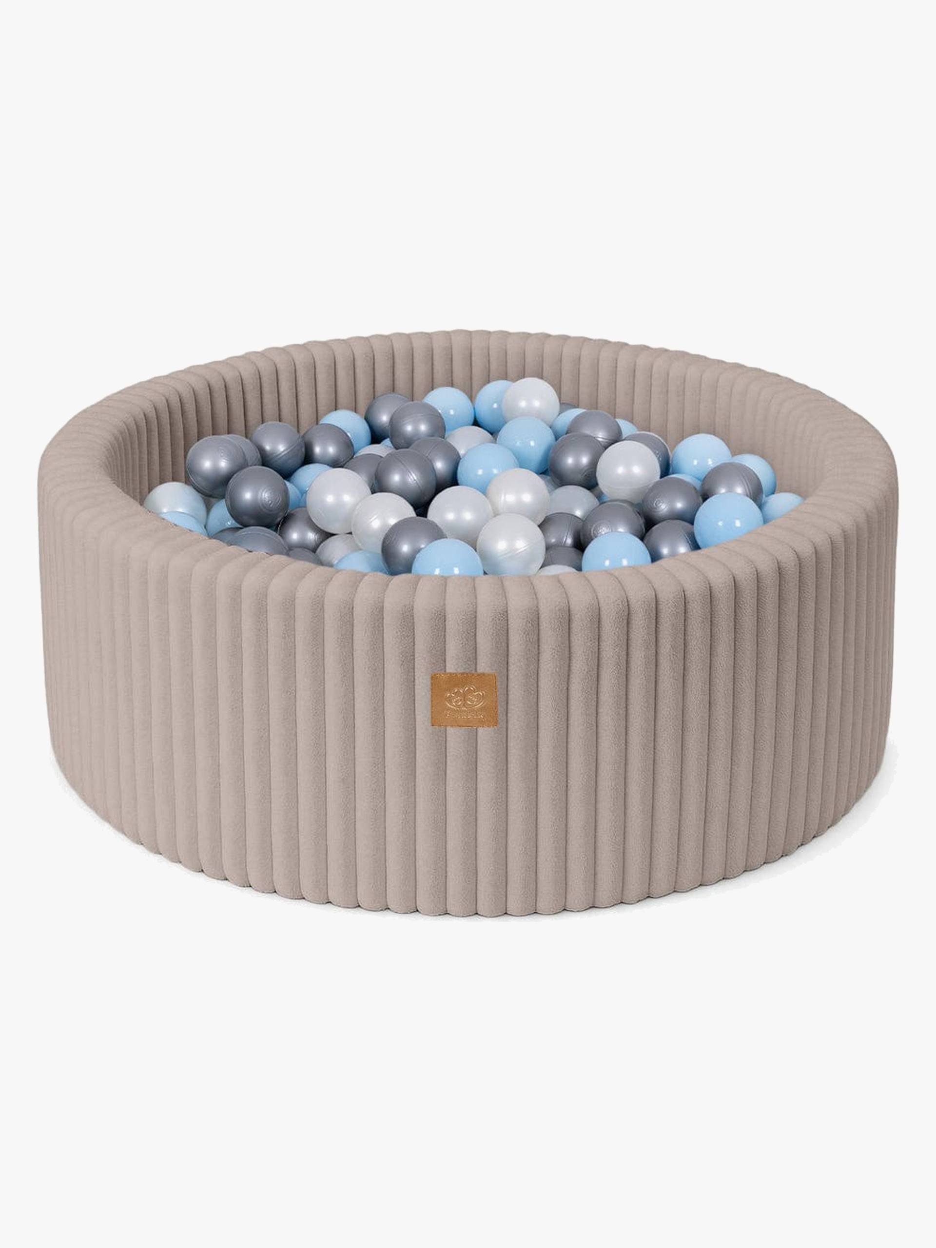 MeowBaby Churros Bällebad Pebble Beige, Blue/Silver von MeowBaby