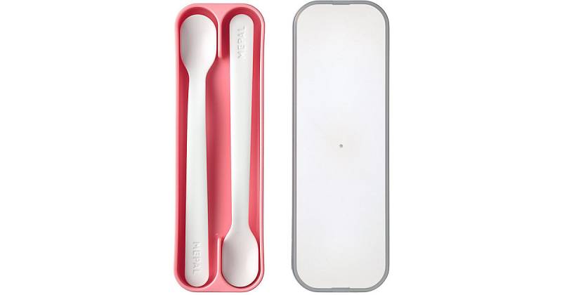 Fütterlöffel MIO deep pink, 2 Stück in Transportbox von Mepal