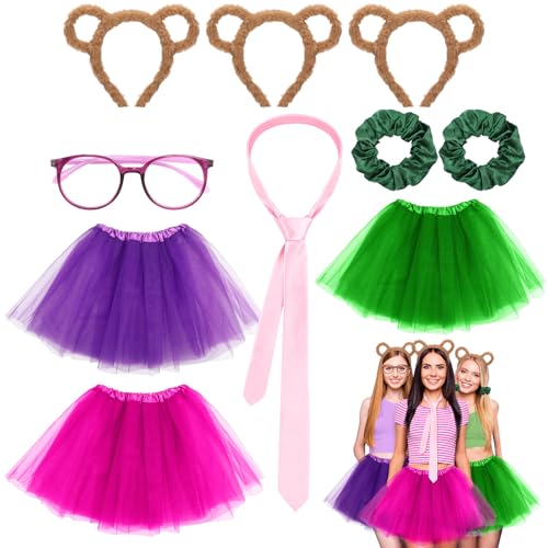 Mepase 10-teiliges Halloween-Tier-Kostüm-Set beinhaltet Ohr-Stirnbänder, Tutu-Röcke, Haarbänder, runder Rahmen, Brillenkrawatte für Damen, Erwachsene, Halloween, Cosplay, Party-Zubehör Mepase 10-teiliges Halloween-Tier-Kostüm-Set beinhaltet Ohr-Stirnbänder, Tutu-Röcke, Haarbänder, runder Rahmen, Brillenkrawatte für Damen, Erwachsene, Halloween, Cosplay, Party-Zubehör von Mepase