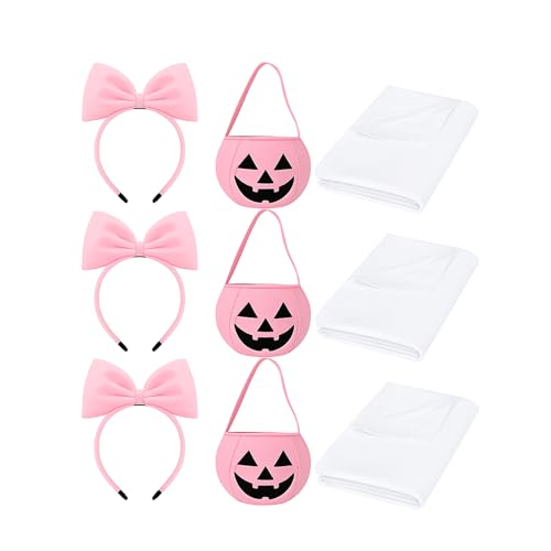 Mepase 12 Stück Halloween Rosa Geist Kostüm Zubehör Vollabdeckung Weiße Blätter Rosa Schleife Stirnband Liebe Brille Kürbis Süßigkeiten Taschen für Erwachsene Halloween Geist Gruselige Süßes oder Mepase 12 Stück Halloween Rosa Geist Kostüm Zubehör Vollabdeckung Weiße Blätter Rosa Schleife Stirnband Liebe Brille Kürbis Süßigkeiten Taschen für Erwachsene Halloween Geist Gruselige Süßes oder von Mepase