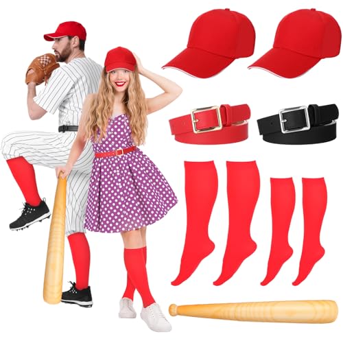 Mepase 2 Sets Halloween-Baseball-Paar-Kostüm, inklusive Baseballkappen, Strümpfen, Gürtel und aufblasbarem Schläger für Erwachsene, Männer, Frauen, Halloween-Party-Outfit-Zubehör Mepase 2 Sets Halloween-Baseball-Paar-Kostüm, inklusive Baseballkappen, Strümpfen, Gürtel und aufblasbarem Schläger für Erwachsene, Männer, Frauen, Halloween-Party-Outfit-Zubehör von Mepase