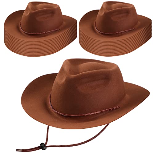 Mepase 24-teiliges Western-Cowboyhut-Set aus Filz, breite Krempe, Cowgirl-Partyhüte für Männer und Frauen, Erwachsene, Kostümparty (braun) von Mepase
