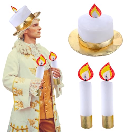 Mepase 3-teiliges Kandelaber-Kostüm-Set für Erwachsene, Kerzenlicht, Hut und Handkerzen, Halloween, Spiel, Party, Cosplay-Kostüme Mepase 3-teiliges Kandelaber-Kostüm-Set für Erwachsene, Kerzenlicht, Hut und Handkerzen, Halloween, Spiel, Party, Cosplay-Kostüme von Mepase