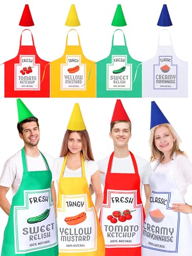 Mepase 4-teiliges Gewürz-Kostüm, Ketchup, Mayonnaise, Senf, Halloween-Schürze und lustige Hüte, Gewürze, Lebensmittel, Kostüm, Cosplay, Kleidung, Party-Kostüme für Damen und Herren Mepase 4-teiliges Gewürz-Kostüm, Ketchup, Mayonnaise, Senf, Halloween-Schürze und lustige Hüte, Gewürze, Lebensmittel, Kostüm, Cosplay, Kleidung, Party-Kostüme für Damen und Herren von Mepase