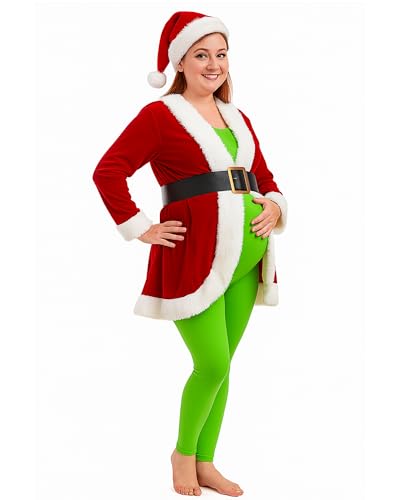Mepase 4-teiliges Halloween-Kostüm für Damen, Monster-Anzüge, Weihnachtsmann-Kostüm, inklusive grünem Body und Weihnachtsmann-Mantel, Hut für Pegnant Cosplay Mepase 4-teiliges Halloween-Kostüm für Damen, Monster-Anzüge, Weihnachtsmann-Kostüm, inklusive grünem Body und Weihnachtsmann-Mantel, Hut für Pegnant Cosplay von Mepase