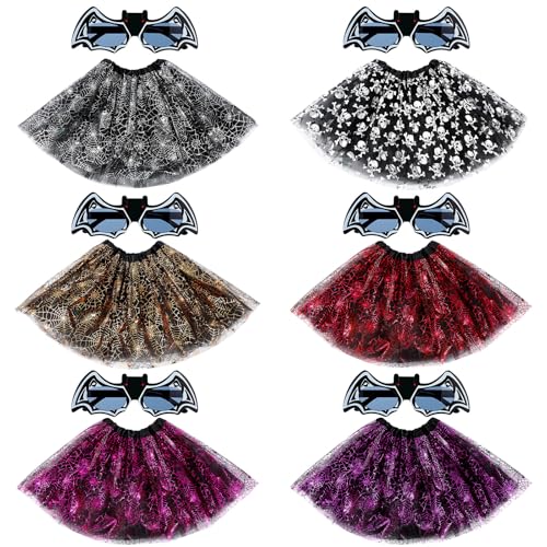 Mepase 6er-Set Halloween-Tutu-Kostüm, Tutu, Tüll, Röcke, Sonnenbrille für Damen und Erwachsene, Halloween, Cosplay, Partyzubehör, Mehrfarbig, length of about 15.7 inches/40 cm von Mepase