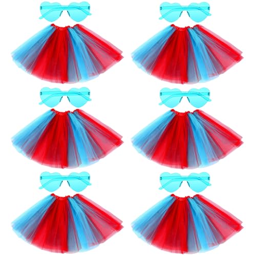 Mepase 6er-Set Halloween-Tutu-Kostüm, Tutu, Tüll, Röcke, Sonnenbrille für Damen und Erwachsene, Halloween, Cosplay, Partyzubehör, rot, blau, length of about 15.7 inches/40 cm Mepase 6er-Set Halloween-Tutu-Kostüm, Tutu, Tüll, Röcke, Sonnenbrille für Damen und Erwachsene, Halloween, Cosplay, Partyzubehör, rot, blau, length of about 15.7 inches/40 cm von Mepase