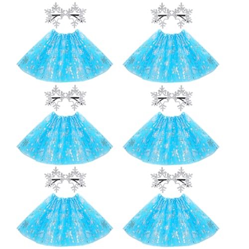 Mepase 6er-Set Halloween-Tutu-Kostüm, Tutu, Tüll, Röcke, Sonnenbrille für Damen und Erwachsene, Halloween, Cosplay, Partyzubehör, silber, blau, approximately 5.5 inches/14 cm von Mepase