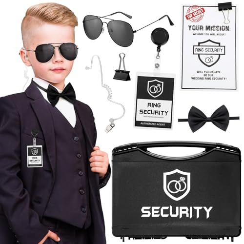 Mepase 7-teiliges Sicherheitsset für Ringträger, Ausweishalter, Sonnenbrille, akustischer Hörer, Schlauch, Missionskarte mit Binder-Clip, Schleife für Kinder (PP-Kunststoffkoffer) von Mepase
