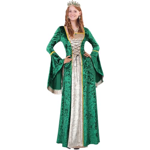 Mepase Damenkleid aus Samt, Renaissance, mittelalterliches Kostüm mit Strass, Diadem, Krone, Irische Kleider, Halloween, Gothic, Cosplay, Grün , M Mepase Damenkleid aus Samt, Renaissance, mittelalterliches Kostüm mit Strass, Diadem, Krone, Irische Kleider, Halloween, Gothic, Cosplay, Grün , M von Mepase
