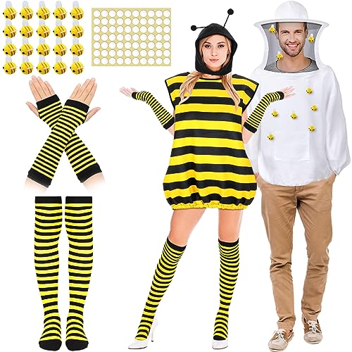 Mepase Halloween-Bienen- und Imker-Paar-Kostüme für Erwachsene, Imkeranzug, Bienenkostüm, Zubehör für Halloween-Themenparty Mepase Halloween-Bienen- und Imker-Paar-Kostüme für Erwachsene, Imkeranzug, Bienenkostüm, Zubehör für Halloween-Themenparty von Mepase