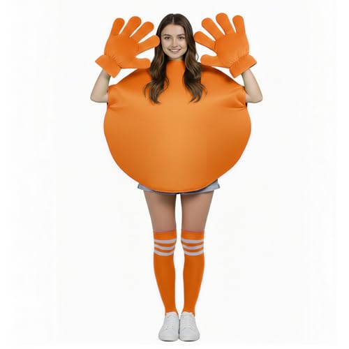 Mepase Halloween-Kostüm-Set, Buchstabe M, Schaumstoff-Wappenrock und Jumbo-Cartoon-Hände und Streifen, kniehohe Schlauchsocken, 3-teilig, Orange Mepase Halloween-Kostüm-Set, Buchstabe M, Schaumstoff-Wappenrock und Jumbo-Cartoon-Hände und Streifen, kniehohe Schlauchsocken, 3-teilig, Orange von Mepase