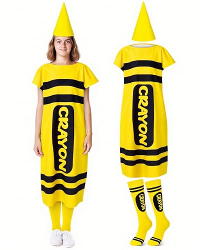 Mepase Halloween-Kostüm für Erwachsene, Halloween-Malstift-Kostüm, Zwergkappe, Strümpfe für Cosplay, Gelb, Größe M, 4 Stück Mepase Halloween-Kostüm für Erwachsene, Halloween-Malstift-Kostüm, Zwergkappe, Strümpfe für Cosplay, Gelb, Größe M, 4 Stück von Mepase