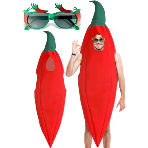 Mepase Lustiges Chili-Pfeffer-Kostüm, rote Chili-Pfeffer-Gläser, Cosplay, Kostüm, künstliches Gemüse, Partyzubehör, 2 Stück von Mepase