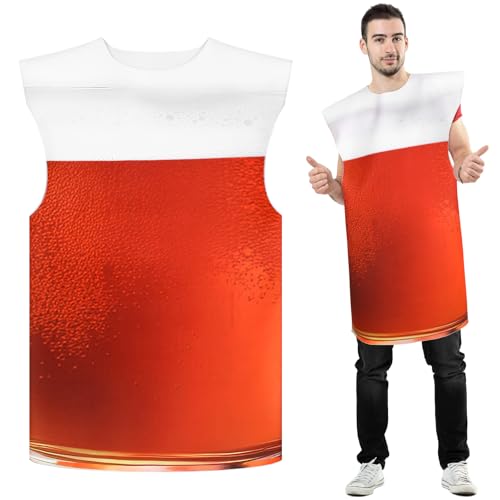 Mepase Oktoberfest Bierkrug Kostüm für Erwachsene Halloween Schaumiger Bierkrug Verkleidung Lustiges Outfit für Oktoberfest Halloween Cosplay Party Kleidung Einheitsgröße von Mepase
