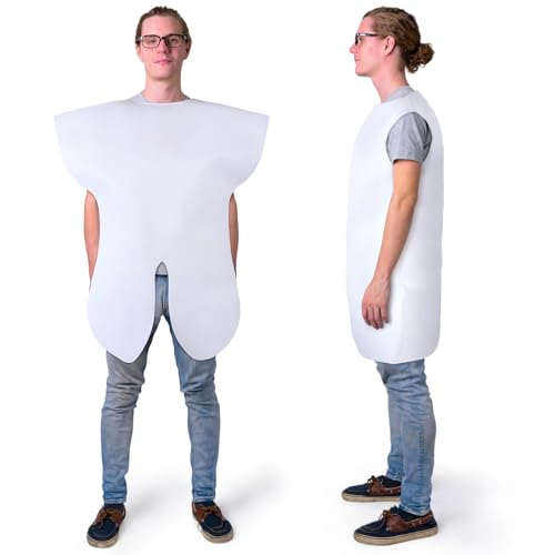 Mepase Zahn-Halloween-Kostüm, Zahnfee-Kostüm, Zahnärzte, perlweiße Kleidung, Neuheit, Party, lustiges Herren-Damen-Kostüm, Erwachsenenkostüm, Einheitsgröße von Mepase