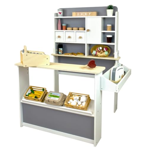 Meppi Kaufladen grau - Kaufmannsladen aus Holz für Kinder von Meppi
