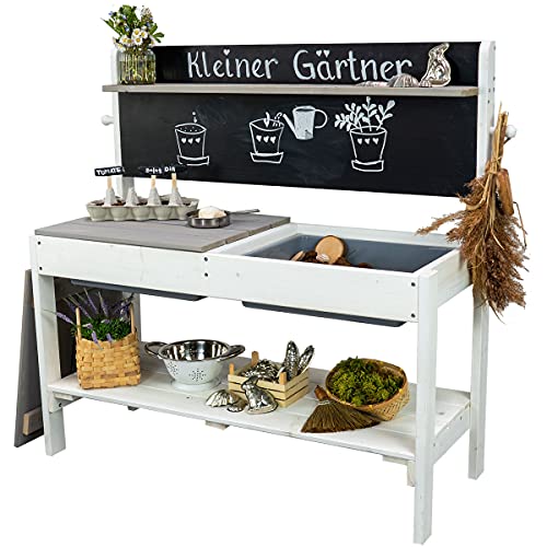 Meppi Matschküche Kleiner Gärtner - Weiss/grau - Outdoorküche aus Holz von Meppi