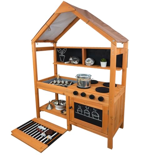 Meppi Matschküche mit Dach - Outdoorküche Kinder aus Holz mit Herdplatten und Grill Meppi Matschküche mit Dach - Outdoorküche Kinder aus Holz mit Herdplatten und Grill von Meppi