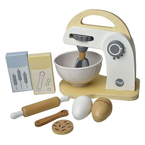 Meppi Mixer Set aus Holz mit Zubehör - Haushaltsgerät die Kinderküche/Spielküche von Meppi
