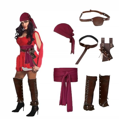 Piraten-Damen-Turban-Gürtel, Zubehör, Verkleidung, mittelalterliches Halloween, Cosplay (Kleidung ist nicht im Lieferumfang enthalten) von Meppsa