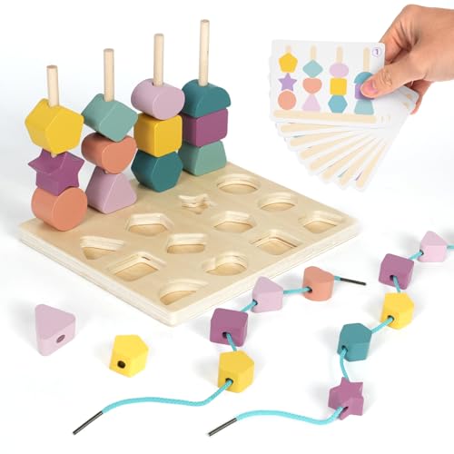 Merabufa Montessori Spielzeug für 3 4 5 Jahre alte Holzformsortierer Passender Stapler Schnürkarte Holzperlen Sequenzierung Perlen Stapeln Feinmotorik Spielzeug STEM Vorschule Lernspielzeug Merabufa Montessori Spielzeug für 3 4 5 Jahre alte Holzformsortierer Passender Stapler Schnürkarte Holzperlen Sequenzierung Perlen Stapeln Feinmotorik Spielzeug STEM Vorschule Lernspielzeug von Merabufa