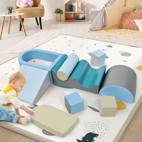 Merax 9 TLG. Schaumstoff Bausteine für Kinder, XXL Riesenbausteine, Bunte Weiche Schaumstoff-Elemente zum Toben und Klettern, Softbausteine für Vorschulalter & Babys von Merax