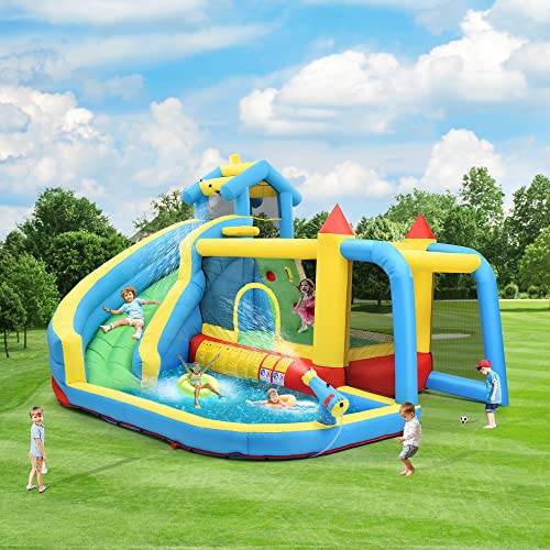 Merax XXL Kinder Hüpfburg, 5 in 1 Aufblasbare Hüpfburg für Kinder, Outdoor Castle Bouncer mit Rutsche Sprungbereich Wasserpool Fußballnetz, für 3-10 Jahre Merax XXL Kinder Hüpfburg, 5 in 1 Aufblasbare Hüpfburg für Kinder, Outdoor Castle Bouncer mit Rutsche Sprungbereich Wasserpool Fußballnetz, für 3-10 Jahre von Merax